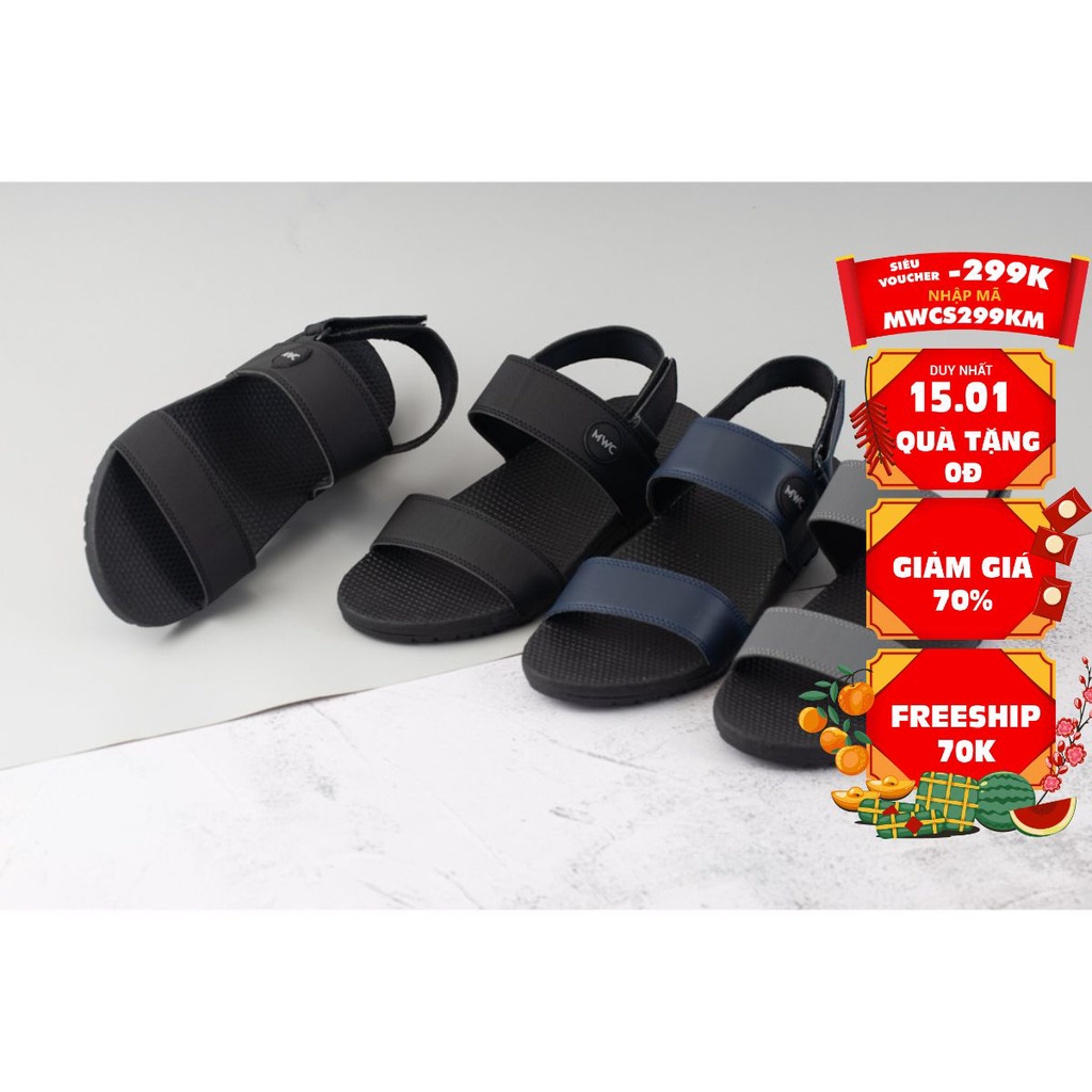 GIÀY SANDAL NAM MWC - SANDAL QUAI NGANG 3 MÀU ĐEN XÁM XANH ĐẾ CAO NĂNG ĐỘNG - NASD- 7029