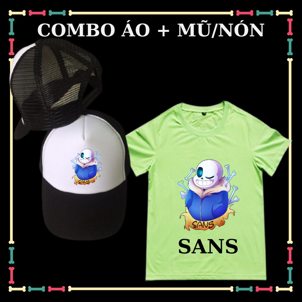 Combo Áo bé Sans Undertable mũ/nón mẫu bé sans cho trẻ em siêu cute size áo từ 10kg đến 90kg