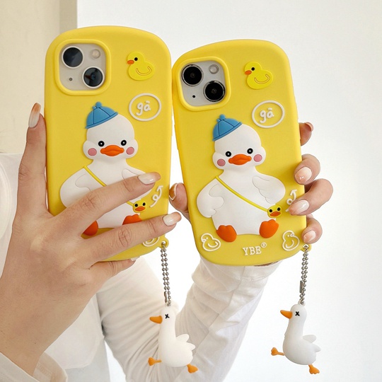Ốp Điện Thoại Hình Chú Vịt Đeo Ba Lô Vui Nhộn Cho Iphone 12 pro max 11 pro max xs max xr x 7 8 plus