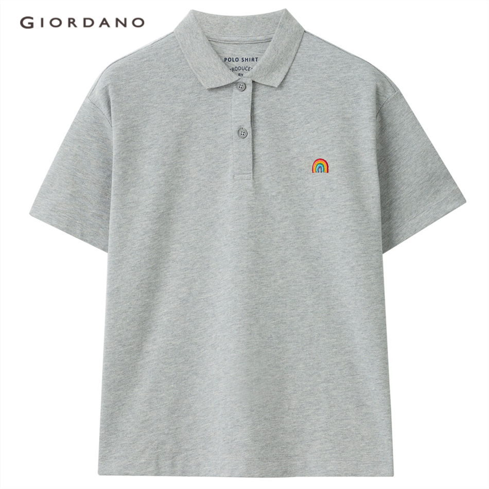 Áo thun polo GIORDANO 05311381 dáng rộng thêu họa tiết dành cho nữ  | BigBuy360 - bigbuy360.vn
