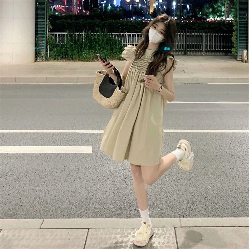 Đầm Công Chúa Mùa Hè Tay Bay Xếp Ly Dáng Ôm Phong Cách Hàn Quốc Ngọt Ngào Cho Nữ