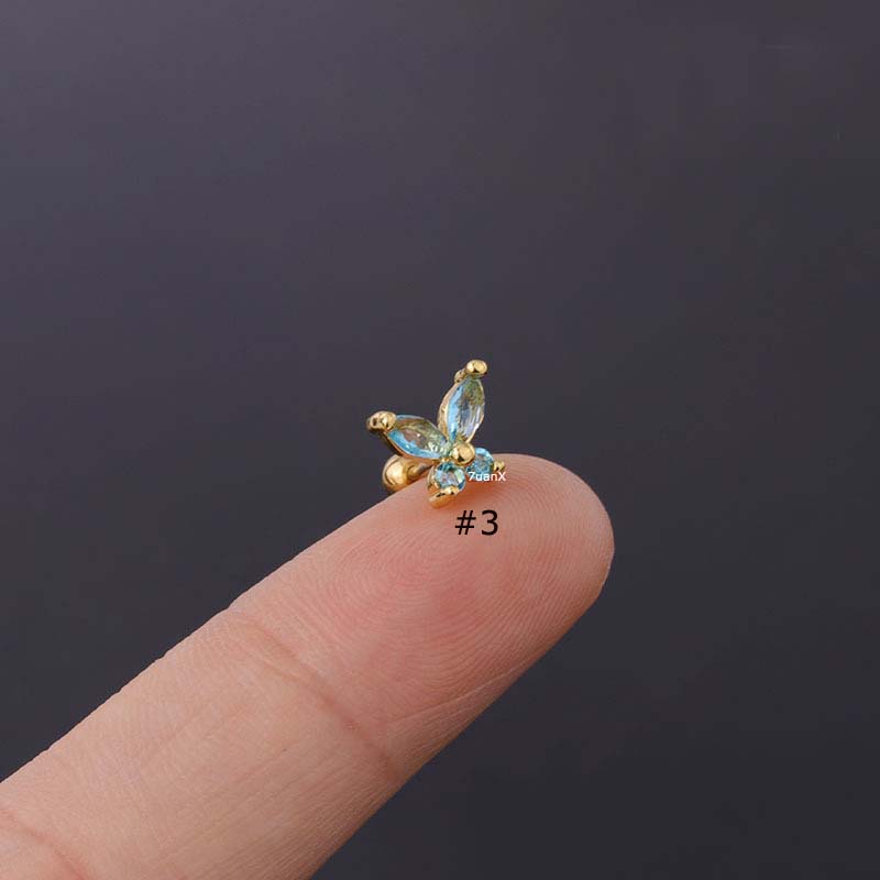 Khuyên Tai Hình Bướm Đính Đá Zircon 20g Kiểu Dáng Thời Trang