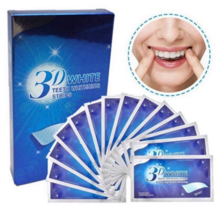 Miếng dán trắng răng tiện lợi 3D White Teeth Whitening Strips Mỹ Phẩm Hana Miếng Dán chăm sóc răng Hộp 7 Miếng