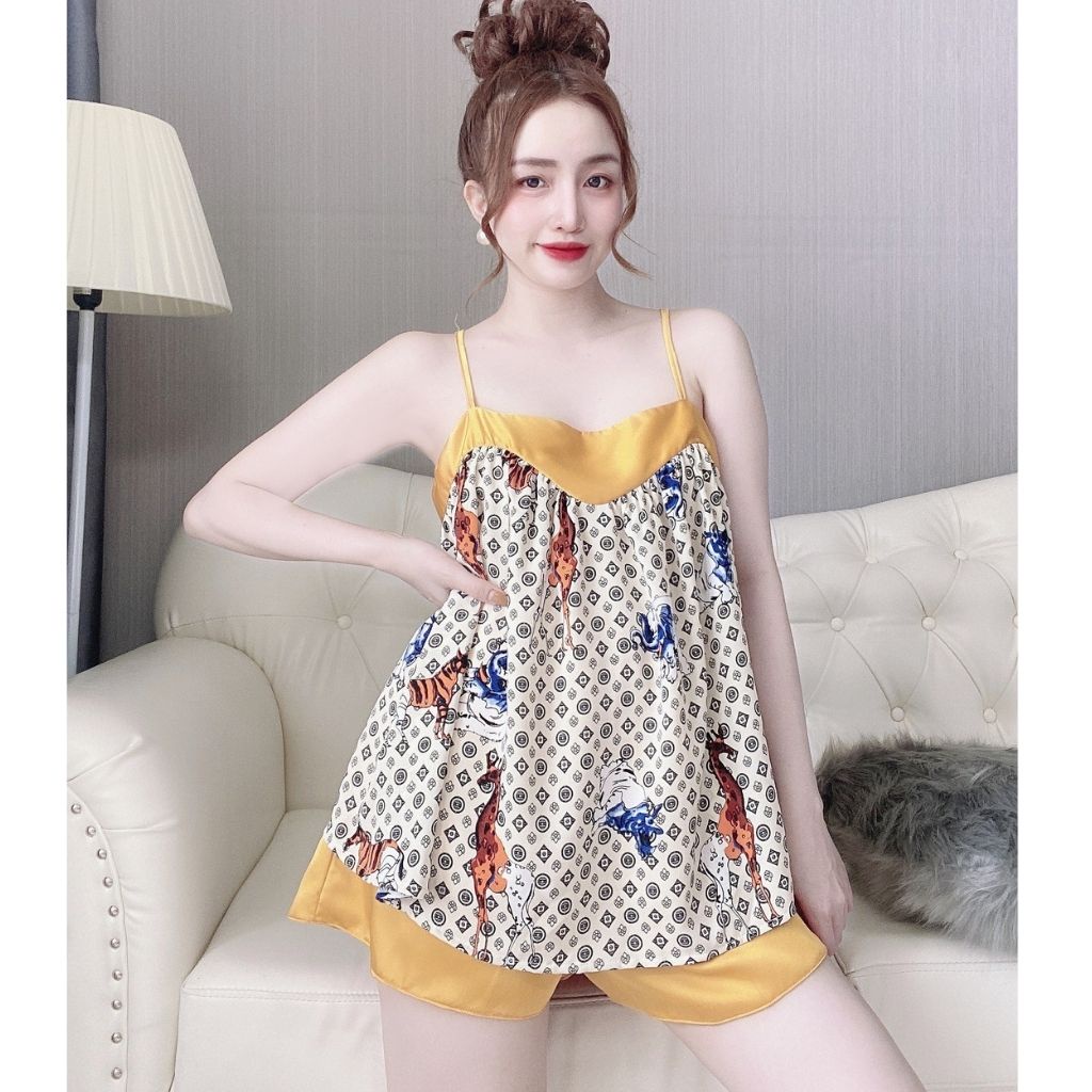 Đồ Ngủ Nữ BIGSIZE Đồ Ngủ Sexy lụa Satin Babydoll cao cấp mềm mại xinh xắn &lt; 62KG