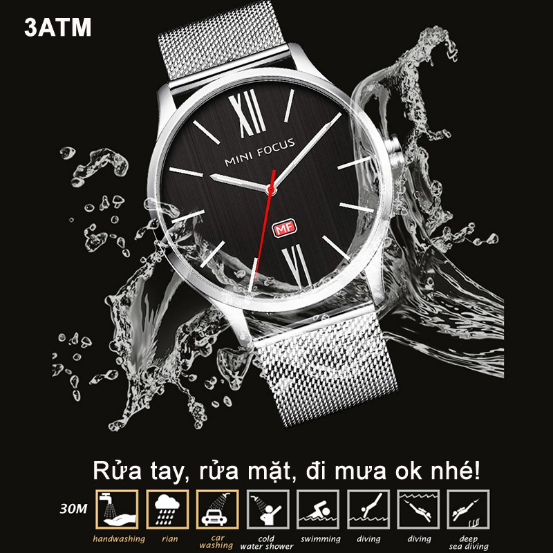 ĐỒNG HỒ NAM MINI FOCUS ĐẲNG CẤP DOANH NHÂN DÂY KIM LOẠI KHÔNG GỈ MF018 | BigBuy360 - bigbuy360.vn