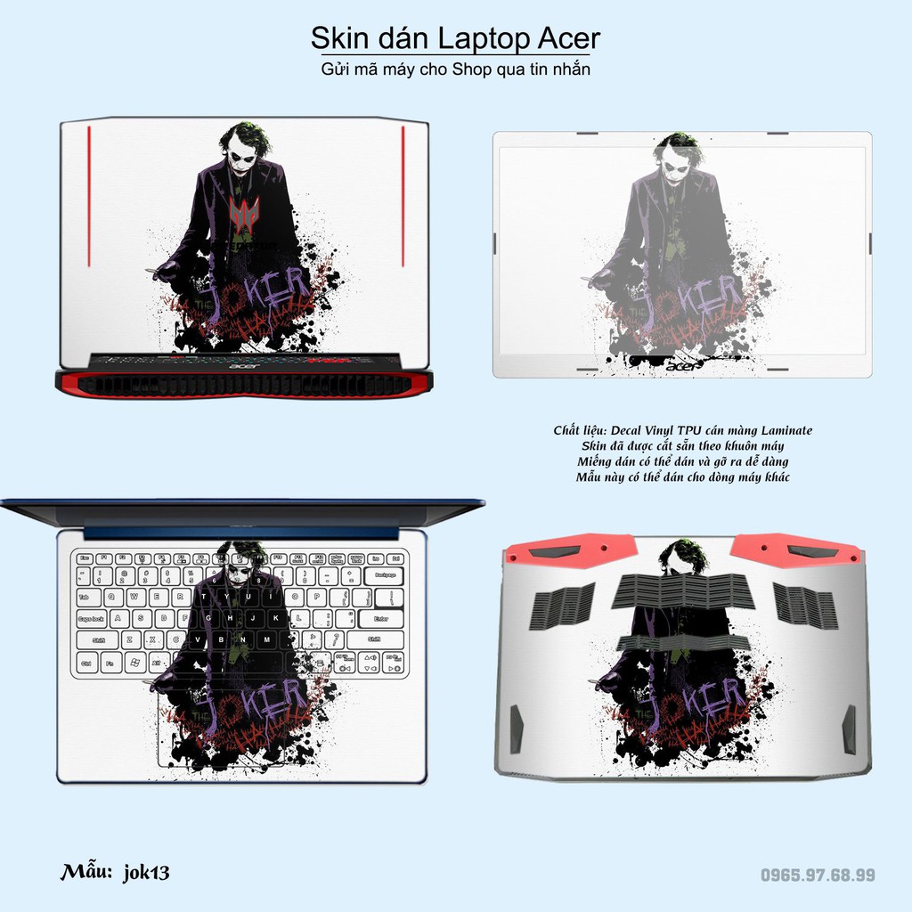 Skin dán Laptop Acer in hình Joker nhiều mẫu 2 (inbox mã máy cho Shop)