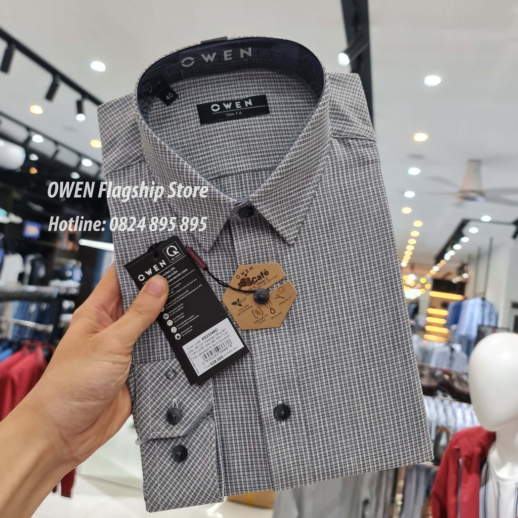 OWEN - (FREESHIP) Áo sơ mi nam dài tay dáng SLIMFIT sợi Cafe - Mã AS23348D - OWEN Flagship Store