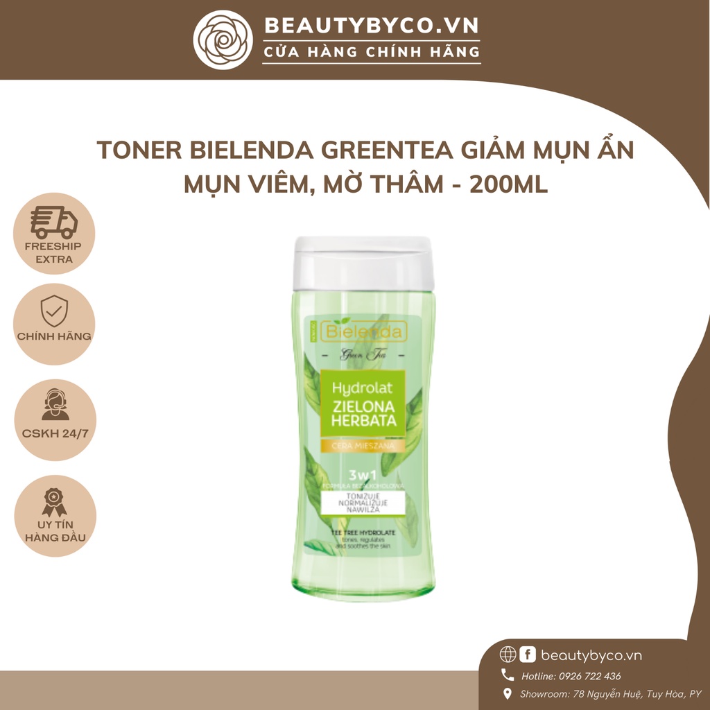 Gel rửa mặt & Toner Bielenda Green Tea làm sạch sâu, kiềm dầu, giảm mụn