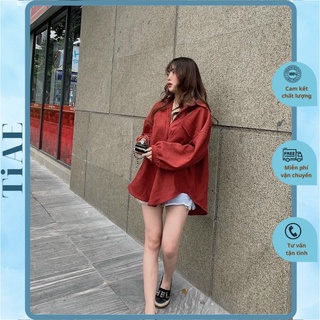 Áo sơmi nhung oversize tôn dáng thời trang hè