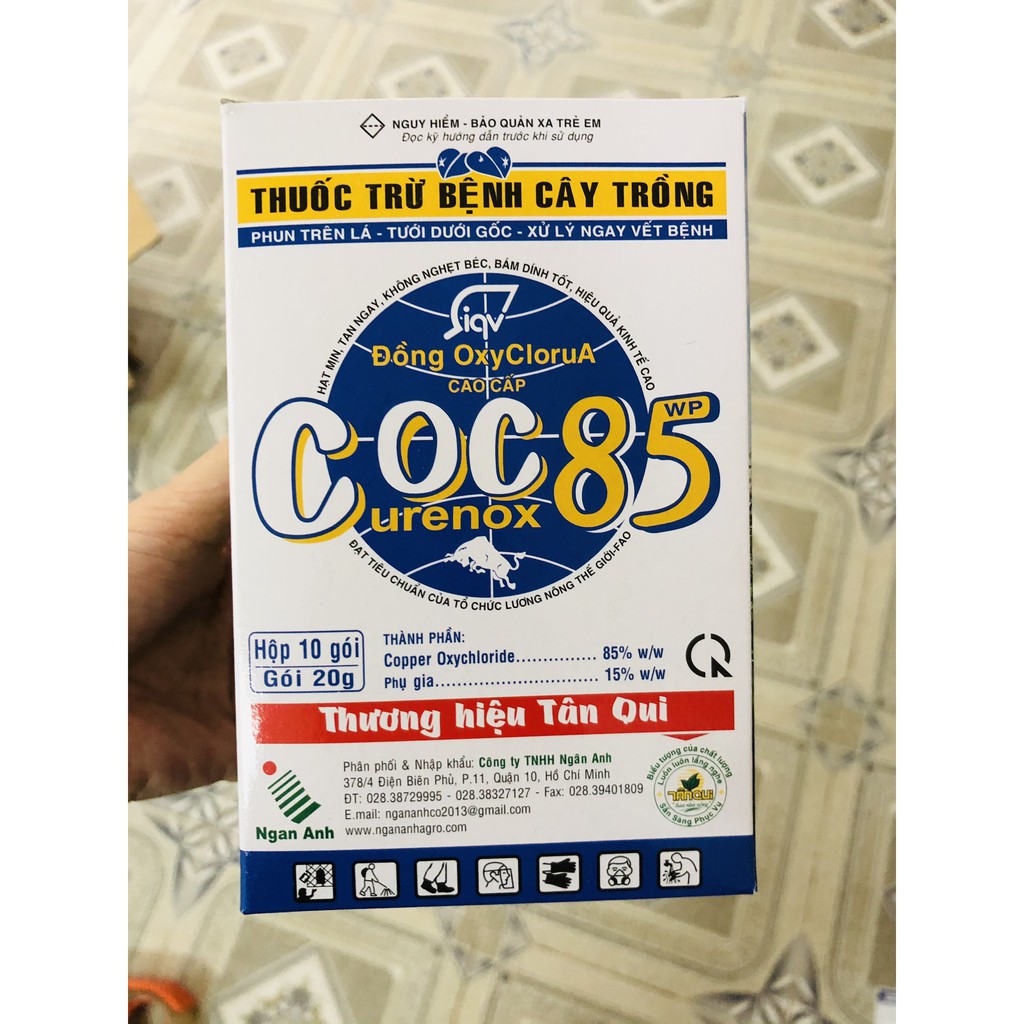 COC 85 WP - Phòng trừ chết nhanh trên hồ tiêu, sương mai, thán thư, ghẻ sẹo Hộp/10 gói * 20g