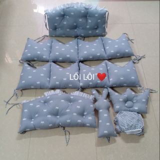 Combo quây cũi, ga chun, gối, thỏ ôm
