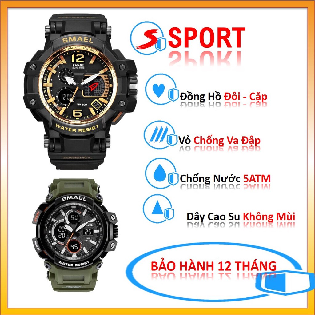 [FreeShip Toàn Quốc] ĐỒNG HỒ THỂ THAO ĐIỆN TỬ KỸ THUẬT SỐ NAM SMAEL Chống Nước Chống Va Đập |  GreenHouse | BigBuy360 - bigbuy360.vn