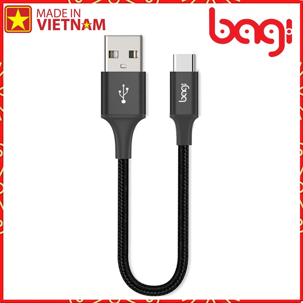 Dây cáp dù sạc nhanh Type C dài 20cm - 1m - 2m - Hàng chính hãng Bagi  - Made in VietNam