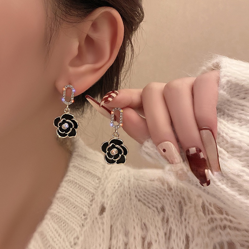 Khuyên Tai Hình Hoa Trà Phong Cách Hàn Quốc Cổ Điển Chất Lượng Cao Cho Nữ