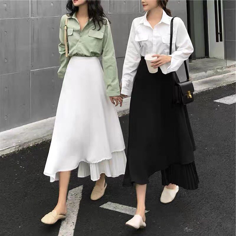 Chân váy dập li 1 bên HSU0221