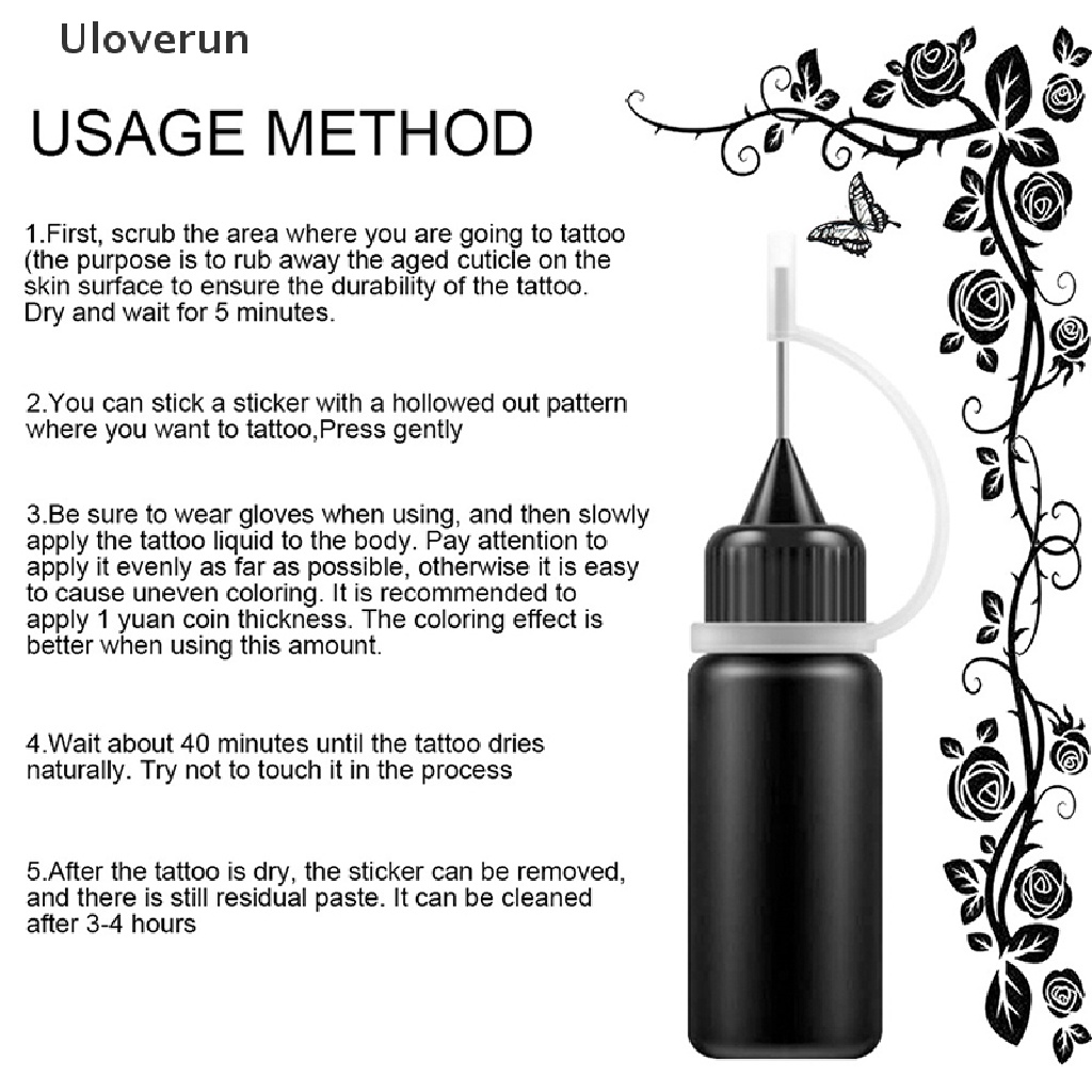 Mực Xăm Bán Vĩnh Viễn Tự Nhiên 10Ml Dành Cho Cơ Thể