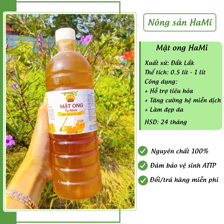 Mật ong nguyên chất hoa cà phê, hoa bạc hà, mật ong rừng, hoa nhãn đặc sánh, thơm ngon 1 Lít - HSD 2 năm