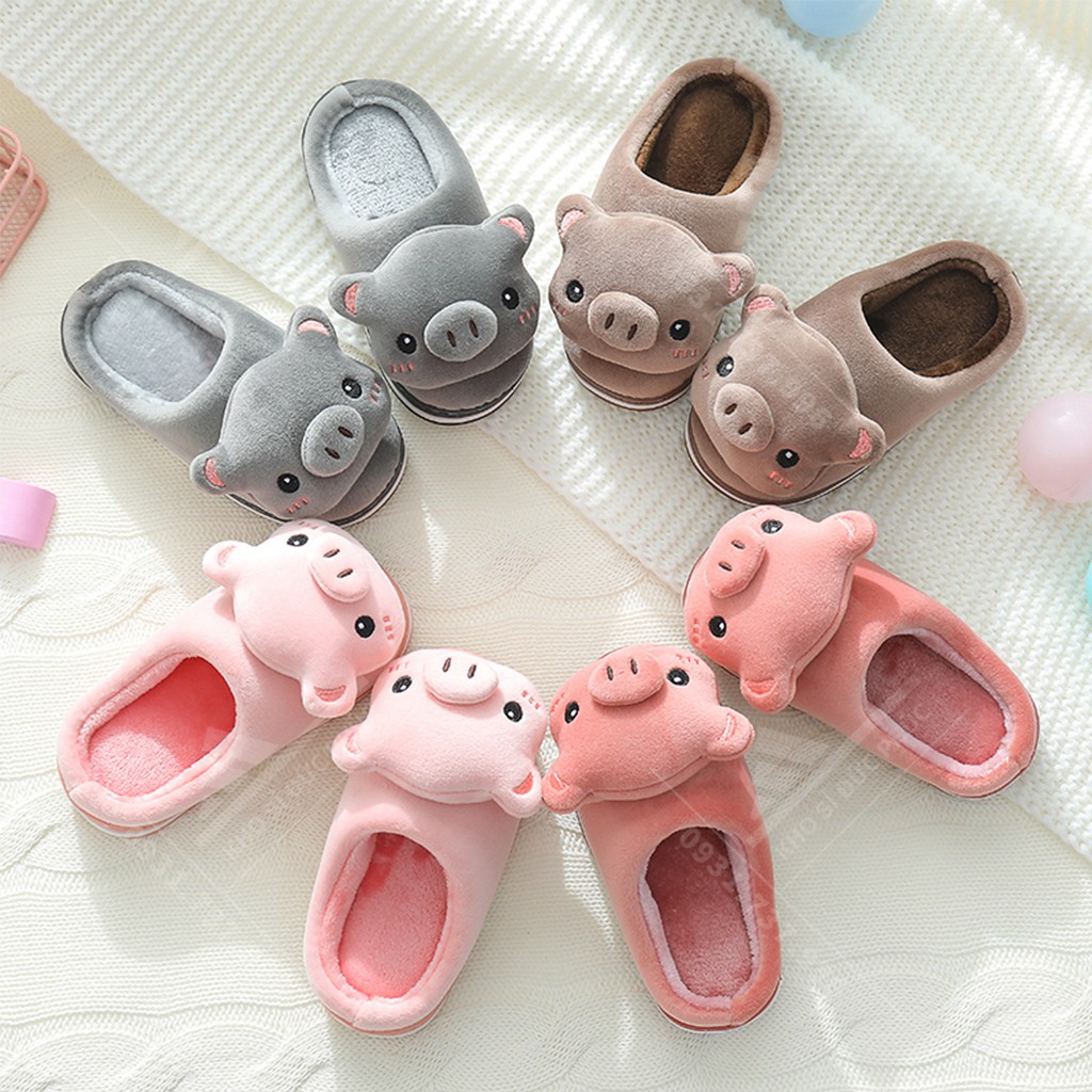 Dép Bông Hình HEO 3D cuteSục Lông hình HEO đi trong nhà cực ấm