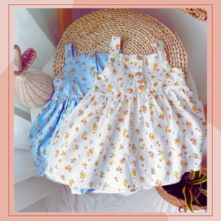 Váy 2 dây hoa nhí bé gái chất thô mát size 10-22kg
