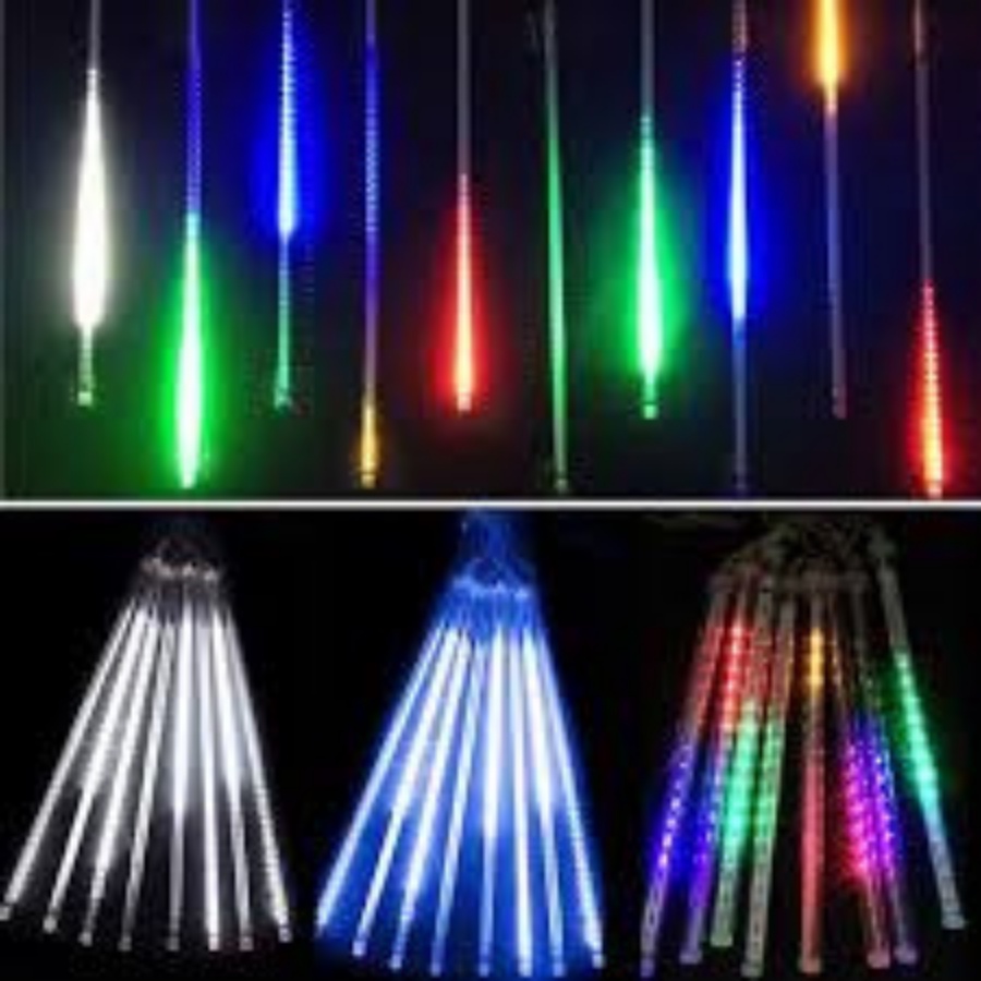 Bộ Đèn LED sao băng trang trí ngoài trời dài 45cm, 8 ống nhỏ hình giọt nước AC 220V kín nước