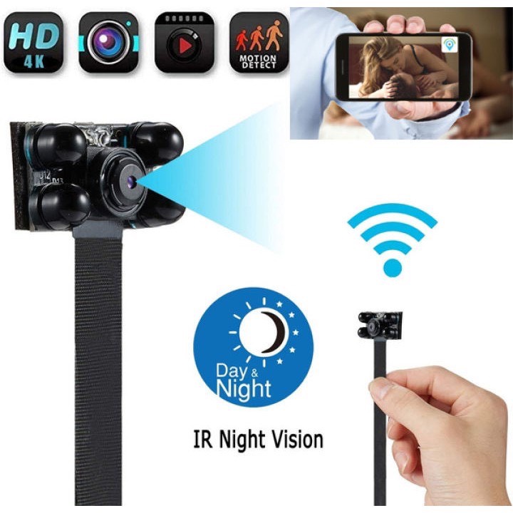 Camera Quan Sát V99 IP WIFI không dây kết nối với điện thoại, 4 mắt hồng ngoại quay ban đêm, chất lượng FullHD