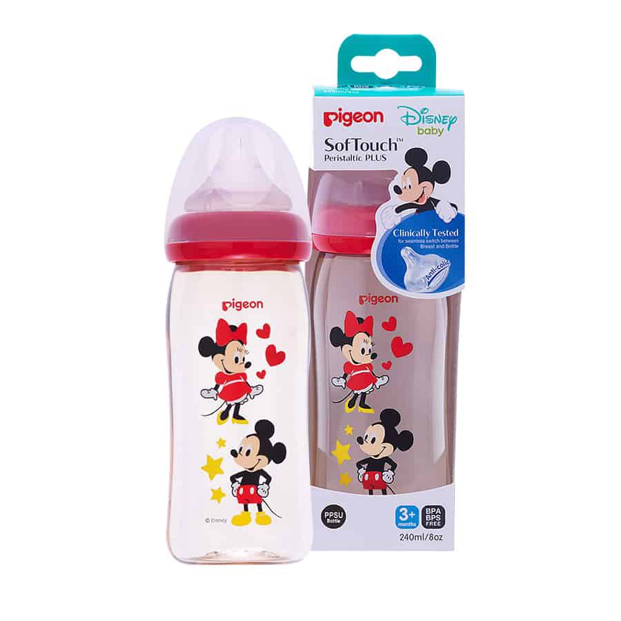 Bình sữa cổ rộng Disney PPSU Plus Pigeon 160ml/ 240ml