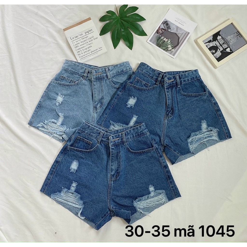 Quần đùi jean nữ rách big size vải VNXK QJ1045