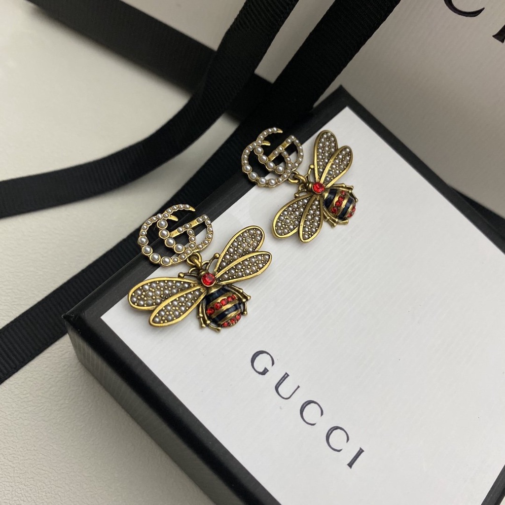 Bông Tai Gucci Bằng Thép Titan Hình Logo GG Đôi Thời Trang Cho Nữ