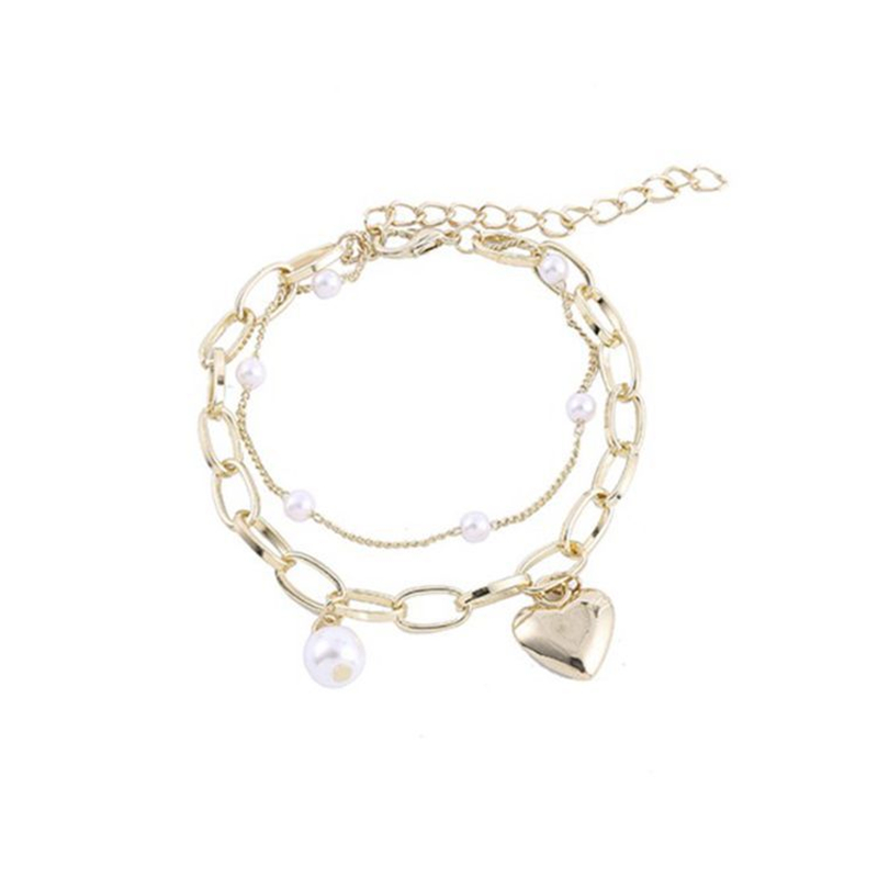 Vòng tay hai lớp mặt hình trái tim thời trang ngọt ngào xinh xắn