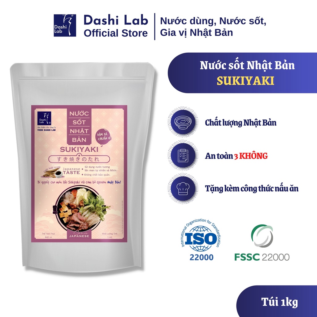 Nước Sốt SUKIYAKI Nhật Bản Hương Vị Thơm Ngon Đậm Đà Đặc Trưng DASHI LAB Túi 1kg