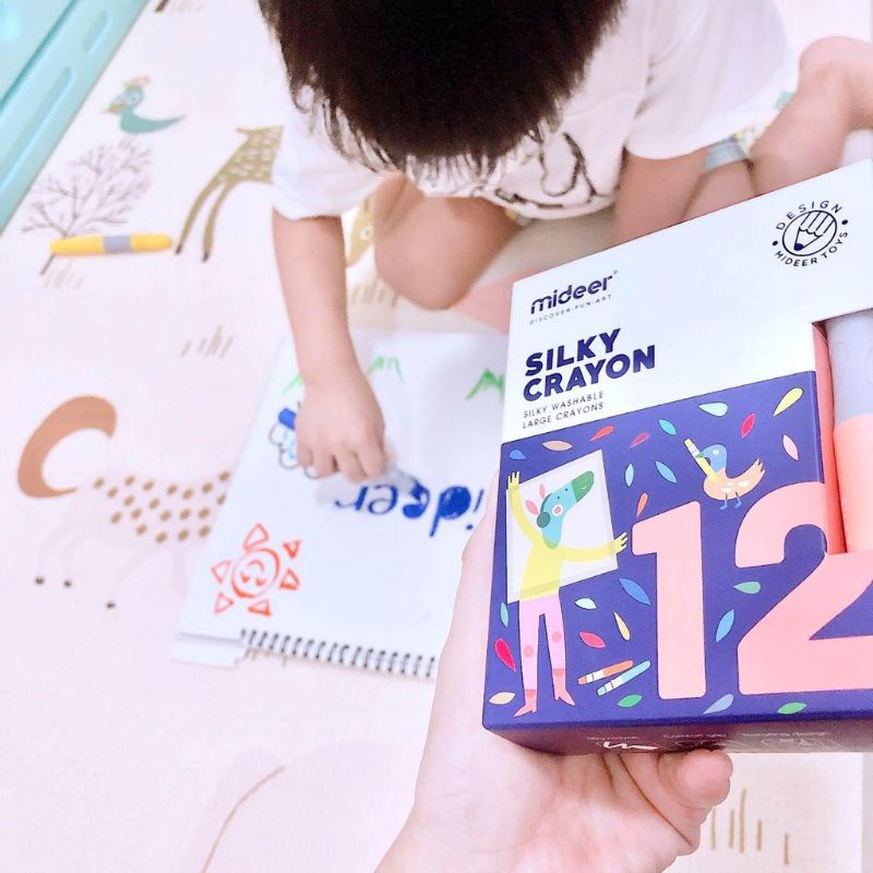 bút sáp màu lụa 12 - 24 - 36 màu Silky Crayon hãng Mideer an toàn, dễ giặt, dễ lau chùi cho bé sáng tạo