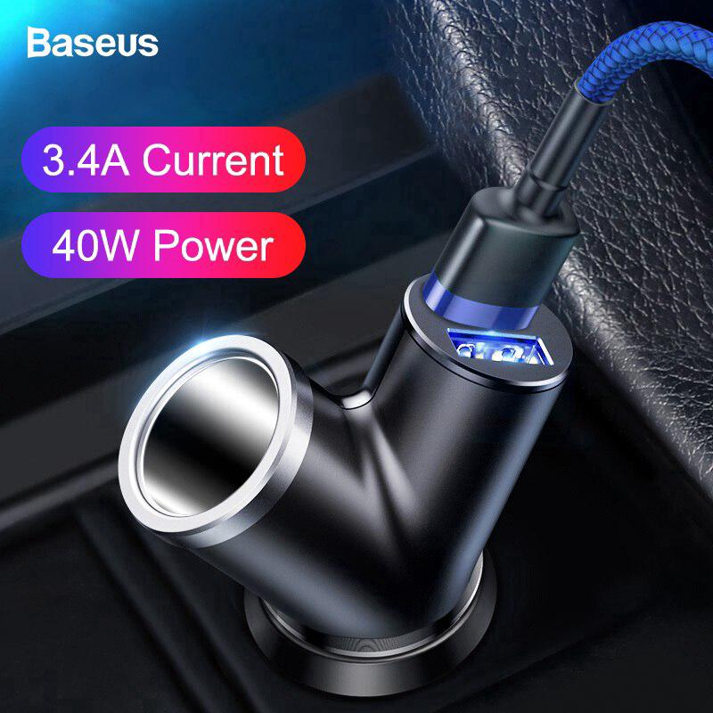 Baseus Dual USB Car Charger For iPhone Samsung Xiaomi mi 3.4A Fast Charging Car Phone Charger Adapter