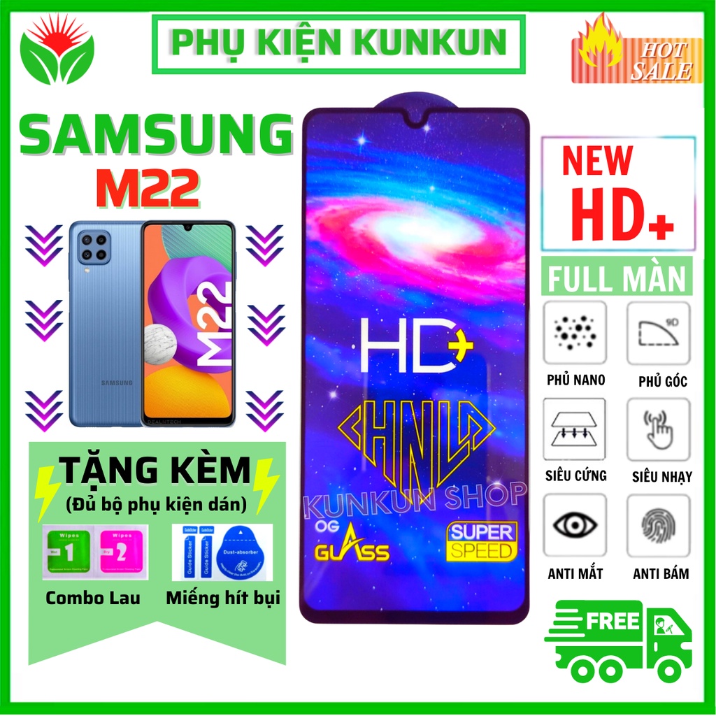 [Loại Mới] Kính Cường Lực Samsung M22 - Full màn hình - Độ cứng 99H - Bảo hành 1 đổi 1 - Chống va đập tốt - Độ sáng HD+