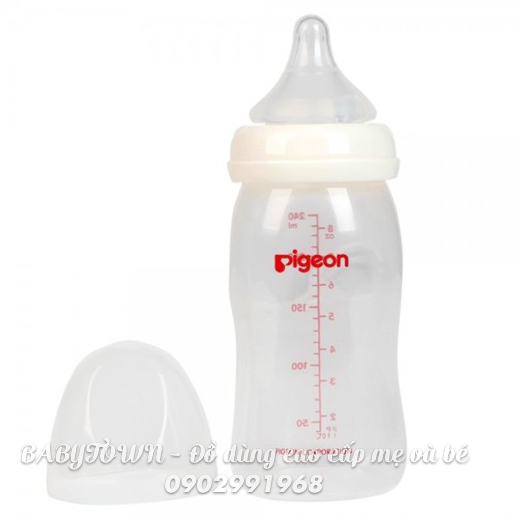 [CHÍNH HÃNG]Bình sữa Pigeon cổ rộng PP Plus với núm vú silicone siêu mềm Plus 160ml/240ml/330ml
