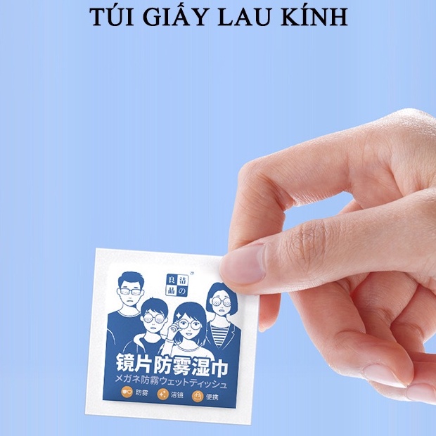 Khăn Lau Kính Mắt hộp 100 Miếng - Giấy Lau Kính Chống Hơi Nước, Mờ Sương