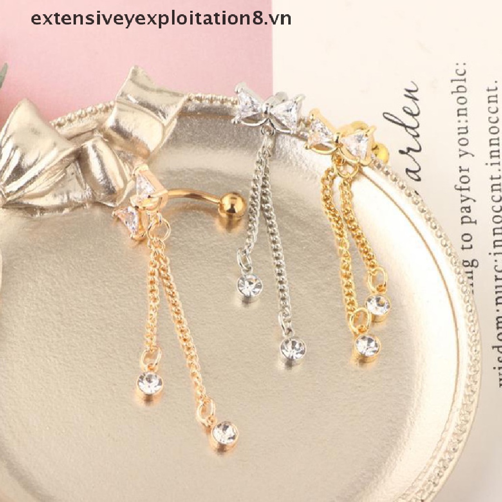 Khuyên Rốn Dạng Thanh Tạ Hình Hoa Đính Pha Lê