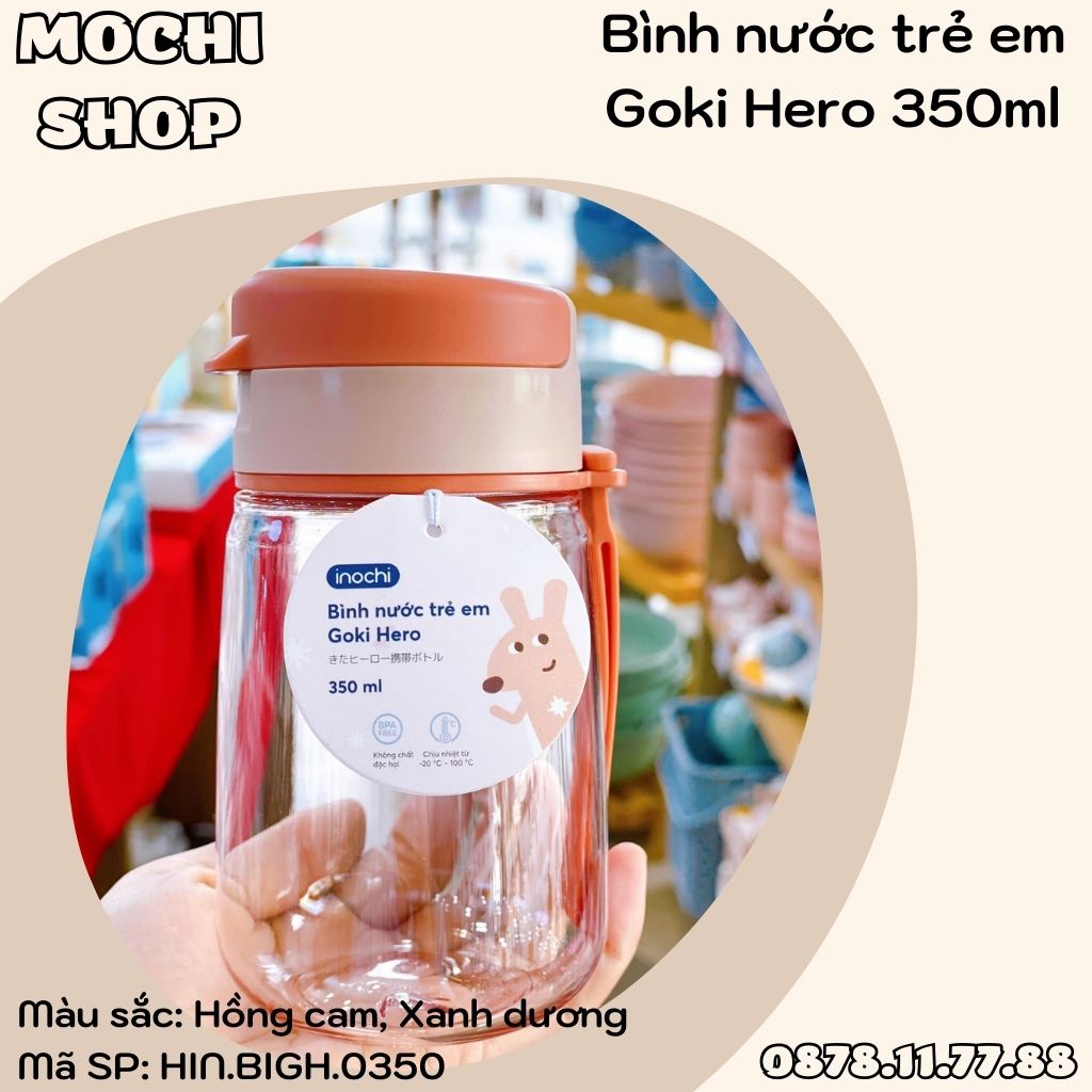 Bình Nước Trẻ Em Goki HERO Inochi (350ml), Bình Đựng Nước Đi Học Cho Bé, Nhựa Tritan Đạt Tiêu Chuẩn Nhật Bản