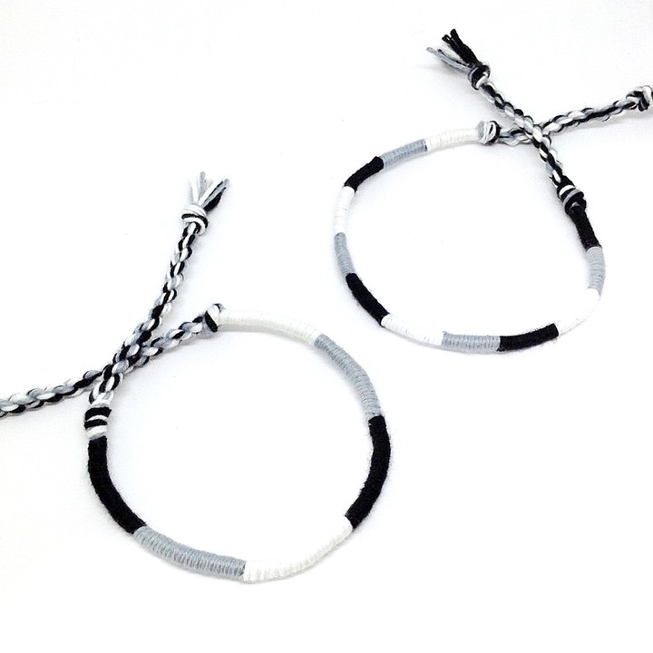 (Tay/Chân) Vòng chỉ tình bạn màu trắng đen - Vòng đeo nam nữ - Friendship Bracelet