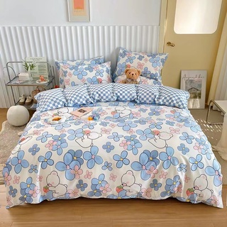 Bộ Chăn Ga Gối Cotton Living 100% Hoa Lá Hồng Xanh Vàng