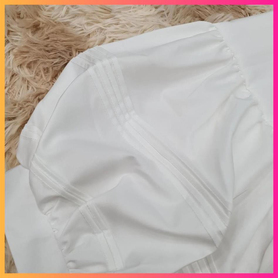 Áo Sơ Mi Nữ trắng tay bồng xếp ly Sơ mi kiểu vải mát, thoáng, chống nhăn MoonMy | BigBuy360 - bigbuy360.vn