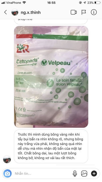 Bông tẩy trang Cotopads Velpeau