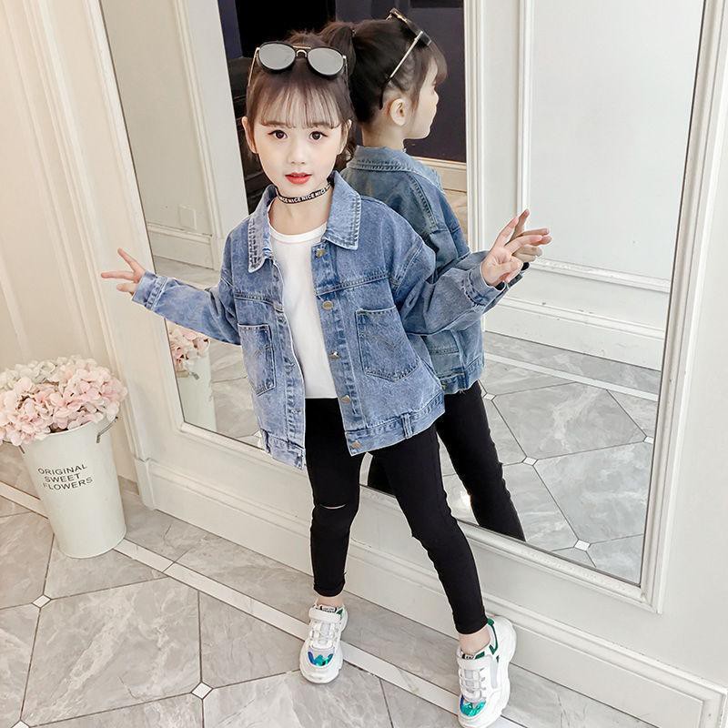 Áo khoác nữ da jeans 2021 s ách trang phục nữ trang trang thời trang trang trang nữ trang trẻ em mặc áo trẻ mùa thu