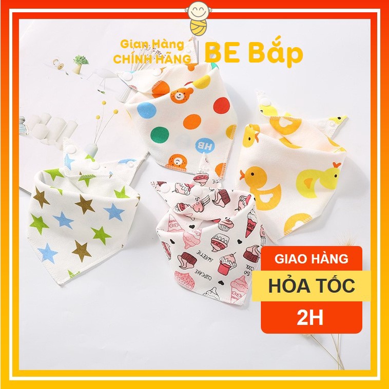 ⚡BÁN LỖ XIN ĐÁNH GIÁ 5 SAO⚡Set 5 Khăn Yếm Xô Tam Giác Hàng Xuất Nhật Cúc Bấm Cho Bé Vải Xô 4 Lớp