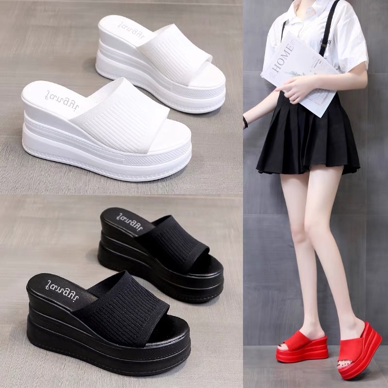 (XINH XINH ORDER) [ Hàng order ] dép nữ đế xuồng 8cm quai thun