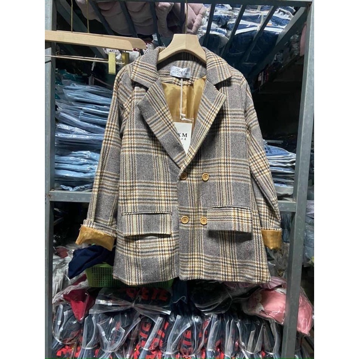 Freeship Áo Blazer Nữ Áo Vest Khoác Ngoài Chất Kẻ QC Cao Cấp. | BigBuy360 - bigbuy360.vn