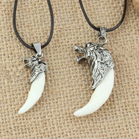 Thật đen chó răng trẻ em mặt dây chuyền tà linh đích thực sói nam và nữ vòng cổ cặp đôi phụ kiện trang sức mastiff Tây T