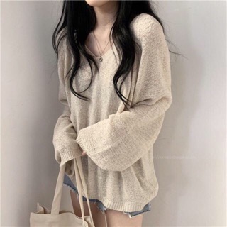 (CÓ SẴN ÁO BE) ÁO LEN CỔ TIM MỎNG HÀN QUỐC