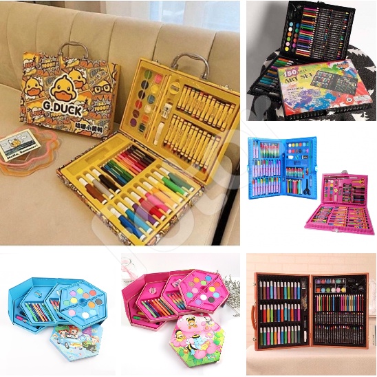 HỘP BÚT CHÌ MÀU, TÔ MÀU 168 MÓN, 150 MÓN, 86 MÓN, 67 MÓN (VỊT), 4 TẦNG XOAY CHO BÉ