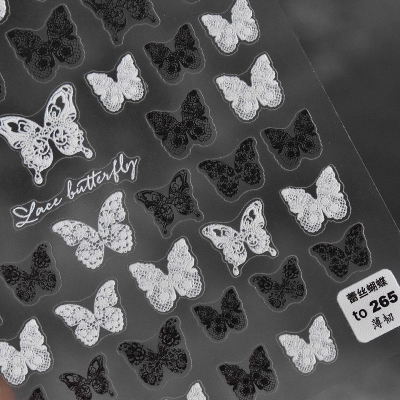 sticker lụa 5d cao cấp hình bướm dán móng tay nail