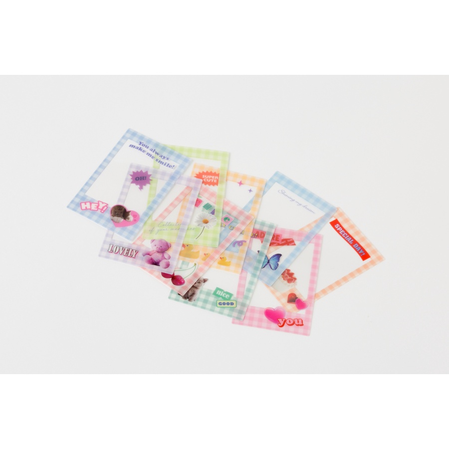 Toploader Decor ARTBOX Hàn Quốc Case Đựng Bọc Card Trang Trí Photocard Polaroid 9 Khung Ảnh Kẻ  Họa Tiết Mèo Poka